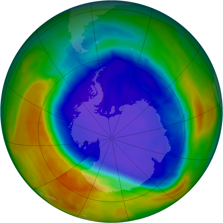 Antarctic ozone map for 19 September 2014